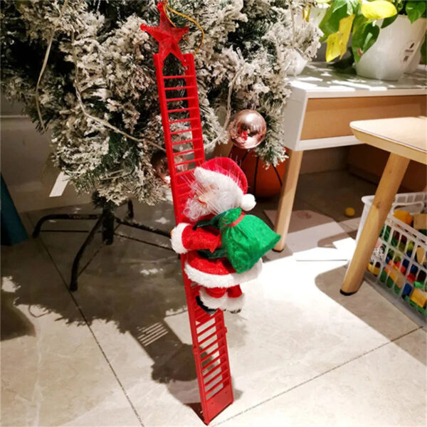 Triogift  Electric Climbing Ladder Santa Claus Doll Toys Funny Christmas Ornaments Gift New Year Christmas Tree Hanging Home Decor Gifts - Image 2