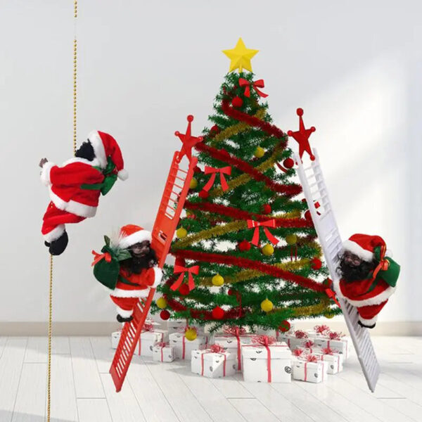 Triogift  Electric Climbing Ladder Santa Claus Doll Toys Funny Christmas Ornaments Gift New Year Christmas Tree Hanging Home Decor Gifts - Image 3